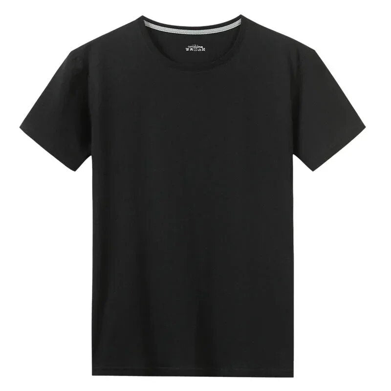 Men Women Short Sleeve Solid color O-Neck T shirts Black