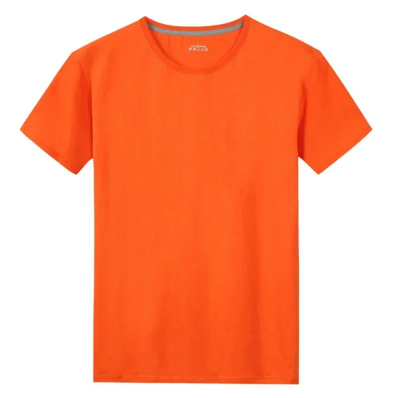 Men Women Short Sleeve Solid color O-Neck T shirts Orange
