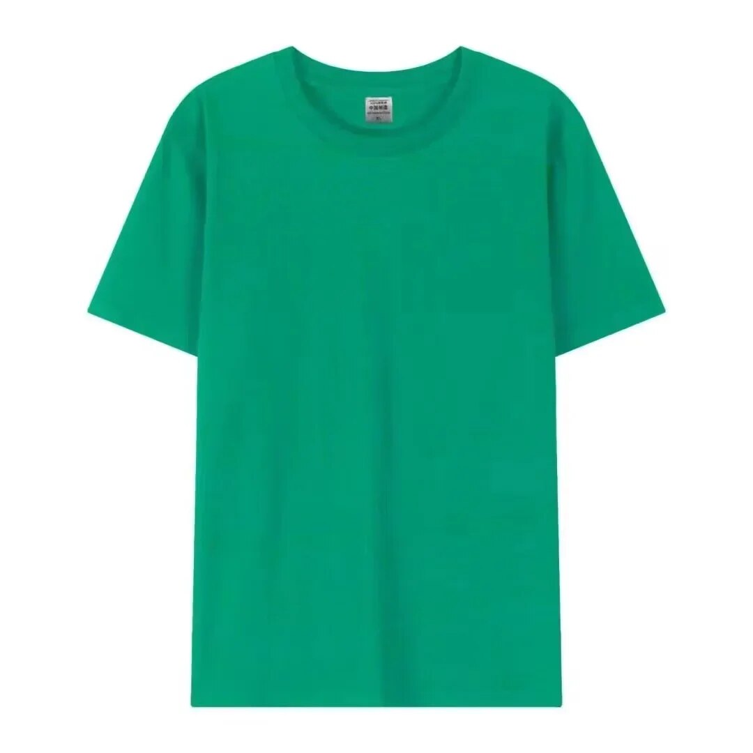 Men Women Short Sleeve Solid color O-Neck T shirts Green